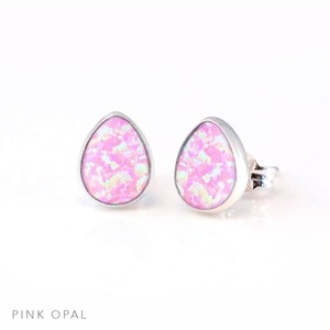Boucles d'oreilles clous en opale rose sertie clos, faites à la main, pierre synthétique, argent sterling 925, environ 5 mm, pierre de naissance d'octobre, cadeau pour sœur - Product Image 3