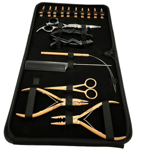 Kit d'extension de cheveux attachés à la main avec pince en acier inoxydable pêche tan ciseaux pinces à cheveux aiguille à coudre en plastique durable - Product Image 2