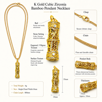 Collier en or K avec zircone cubique, chaîne ethnique en corde et pendentif bambou, bijoux de mariée pour boutique de cadeaux, vente en gros, personnalisable