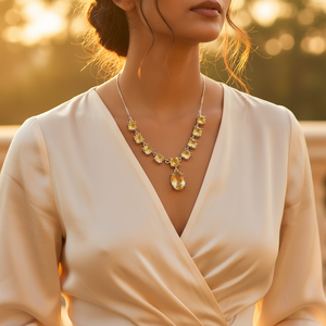 Collier en argent 925 avec citrine pour femmes, bijoux élégants en pierres précieuses, cadeau, cristaux et pierres, colliers en cristal luxueux - Product Image 3