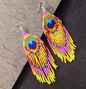 Pendientes colgantes de flores con cuentas hechos a mano para niñas, joyería bordada única, estilo bonito, etiqueta privada personalizada para bodas ortodoxas - Product Image 2