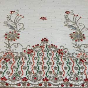 New Design Luxury Embroidery Beaded Lace Fabric Organza and Tulle for Wedding <b>Trims</b> - Product Image 4