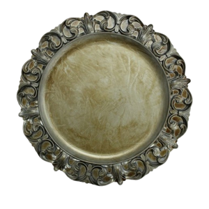 Assiette de présentation en métal à bordure gaufrée, écologique, moderne, luxueuse, légère, pour la table, service, décoration de mariage - Product Image 1