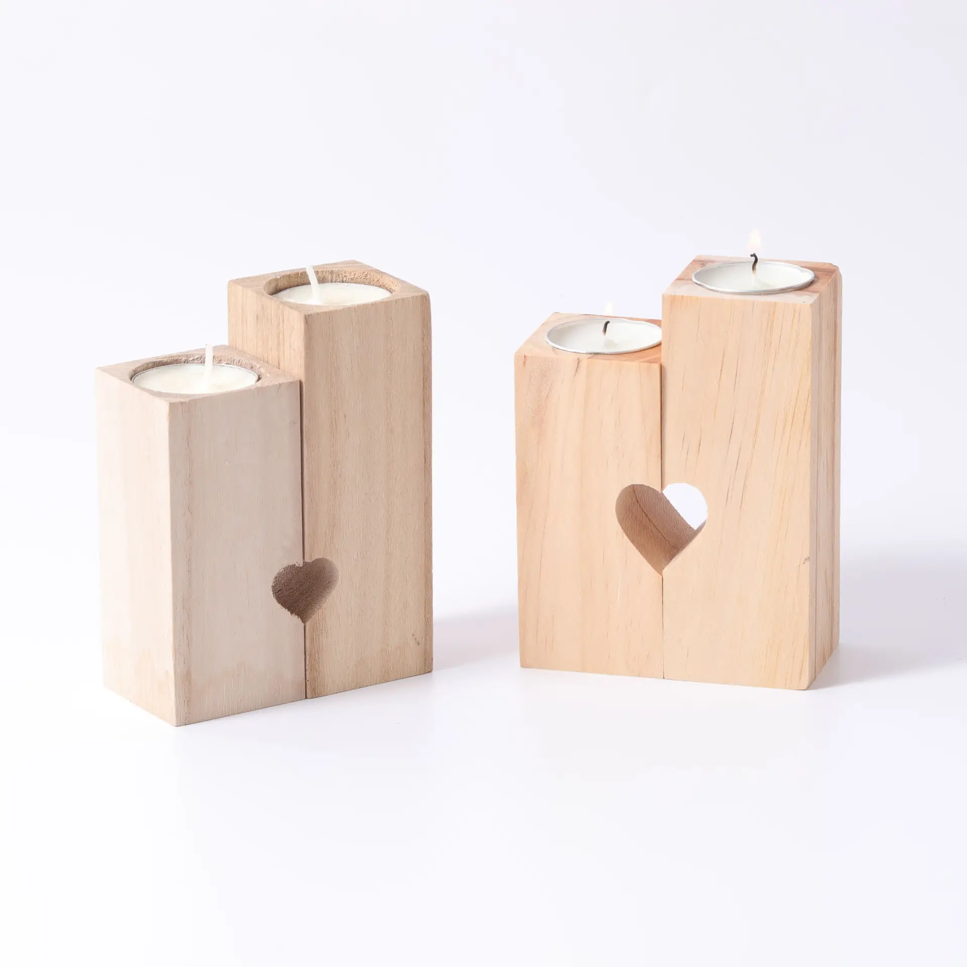 Wooden aromatherapy candlestick heart-shaped candle holder for wedding party arrangement