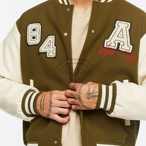 Veste Letterman Varsity pour hommes design personnalisé automne hiver élégant avec écusson brodé en chenille personnalisé sur le devant - Product Image 6