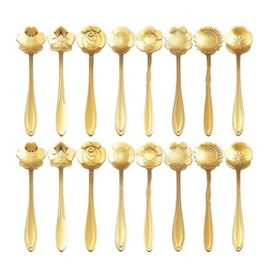 Cuillère à dessert moderne et luxueuse en métal, petite tête, mini cuillère à café en acier inoxydable argenté ou doré - Product Image 3
