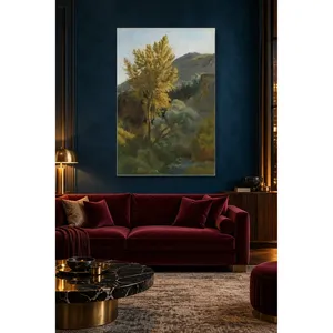 Impression sur toile de l'étude de l'arbre Fida Corot sur une pente de montagne - Product Image 2