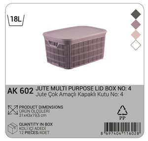 Caja de Almacenamiento Rectangular de Plástico Resistente AFOSSA de 18L con Tapa, Fabricante Directo, Organizador Multiusos Hecho en Turquía - Product Image 2