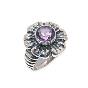 Anillo de plata esterlina 925 hecho a mano con piedras preciosas de amatista Ajuste de bisel de estilo clásico para fiesta-¡El mejor precio! - Product Image 3