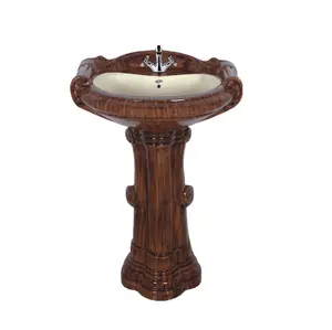 Wholesale Price Premium Decorative Bathroom Ware Floor Mount Big Sterling Wash Basing with Pedestal at Best Prices