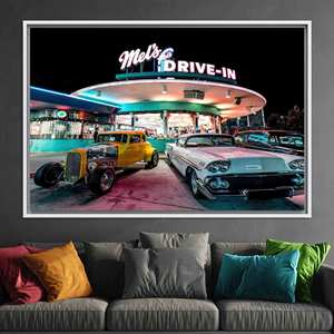 Impresión en lienzo de Mel's Drive-In: arte retro de los años 50, lienzo con marco blanco - Product Image 1