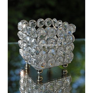 Classique cristal/métal argent bougeoir votif rond centres de table de luxe pour les fêtes de mariage décor de table - Product Image 3
