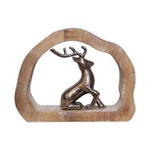 Cerf en aluminium fait à la main finition argentée dans un cadre en bois de haute qualité décor de noël fabricant et exportateur indien - Product Image 6