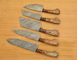 Vente chaude Professionnel Écologique En Acier Damas Couteau De Chef Ensemble 5 Pcs Manche En Palissandre Logo Personnalisé Commande Minimum 10pcs - Product Image 2