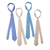 Cravate en soie beige à chevrons rayés de haute qualité, personnalisée avec logo animalier tissé, pour affaires et mariages