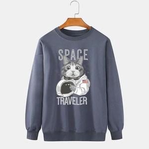 2025 personalizado hombres sólido Casual Hip Hop Streetwear manga larga cuello redondo sudadera en relieve 3D patrón bordado sudaderas con capucha - Product Image 2