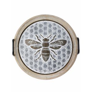 Bandeja de madera de mango más vendida en color marrón intenso con forma redonda elegante y borde decorativo ideal para organizar artículos - Product Image 4