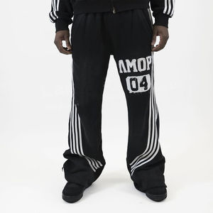 OEM Acid Washed Zip Pantalon à capuche évasé dépouillé Vente la plus chaude coupe ample personnaliser en détresse lettres de broderie hommes vêtements d'hiver - Product Image 3