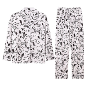 Venta al por mayor pijamas de seda señoras Primavera Verano personalizado impreso ropa de dormir conjunto de seda ropa de dos piezas cómoda ropa de dormir de las mujeres - Product Image 3