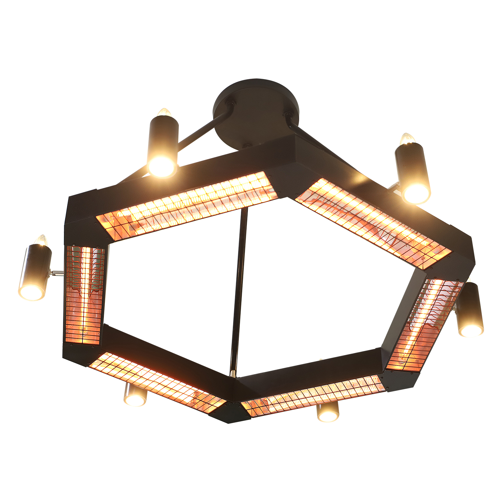 Church Heating Solution 4.8kW Ceiling Heater No Noise Quartz Tube Technology With Lighting