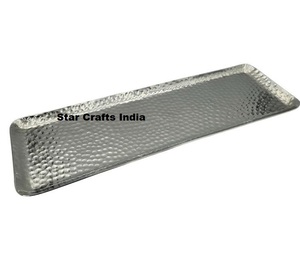 Bandeja de servicio rodante con logotipo personalizado dorado de acero inoxidable rectangular de proveedor de China al por mayor, bandeja para dulces y chocolate - Product Image 5