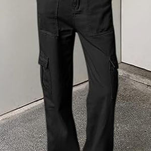 2025 pantalones de entrenamiento Unisex de concha suave 100% de lona de algodón ligero con múltiples bolsillos lavado oscuro monos de cintura media para hombres - Product Image 5