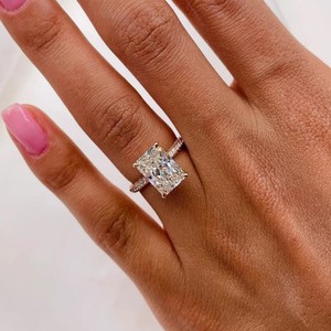 14K oro hombres mujeres joyería fina moda Hip Hop corte radiante laboratorio crecido diamante VS1 GH anillos de Color estilo Popular - Product Image 4