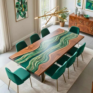 Mesa de Río Epoxi Green Ocean, Diseño Rectangular de Madera Natural, Escritorio de Oficina de Lujo Hecho a Mano, Interior Moderno para el Hogar - Product Image 2