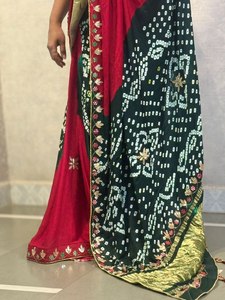 Precioso Sari de Seda Gaji con Lagdi Patta y Trabajo a Mano, Suministro de Fábrica al por Mayor, Compra en Línea en India al Precio Más Bajo - Product Image 4