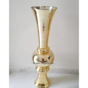 Vase à fleurs trompette de luxe plaqué or de haute qualité de créateur unique le plus fantaisiste Accessoires de décoration de mariage Fournitures - Product Image 3