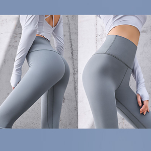 Ensemble de sport sans couture personnalisé pour femme, avec soutien-gorge de sport dos nageur et leggings de compression, taille élastique, couleur marron terre, pour le fitness - Product Image 4