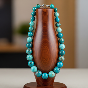 Collar de plata 925 de 18 pulgadas de alta calidad para mujer, diseño anudado a mano, cuentas de piedra de crisocola Natural, moda de agua dulce - Product Image 5