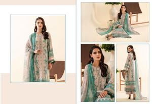 Pure Cotton Dupatta Suit with Exclusive Embroidery Patches Online Sale of <b>Indian</b> <b>Pakistani</b> <b>Clothing</b> Silver Print Cotton Material - Product Image 6