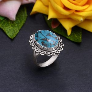 Blue Copper <b>Turquoise</b> <b>Rings</b> for Women 925 Sterling Silver <b>Rings</b> Blue Copper <b>Turquoise</b> Jewelry <b>Turquoise</b> Handmade <b>Rings</b> Jewelry - Product Image 5