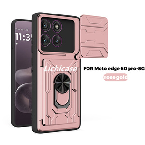 Lichicase coque de téléphone de stockage de carte de support rotatif à haute texture pour Motorola G67 Power Edge70 Armor Case - Product Image 5