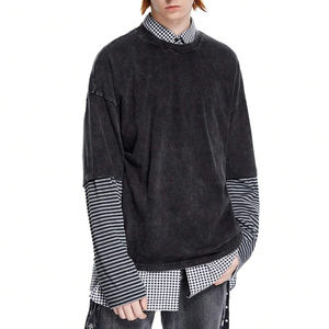 T-shirt à double manche pour homme, style 2026, marque tendance, designer, haute qualité, coupe classique, t-shirt délavé à l'acide pour homme - Product Image 3