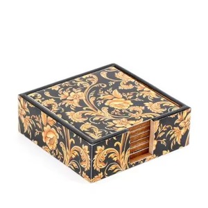 Beaux sous-verres en résine et bois blancs 3 pièces sous-verres gratuits décoratifs de forme carrée pour la maison hôtel dessus de table cuisine utiliser sous-verre - Product Image 4