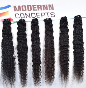 Extensions de cheveux humains 100% naturels vierges, alignés dans le sens des cuticules, non traités, provenant de temples indiens, couleur noire, ondulés, bouclés, en lots - Product Image 5