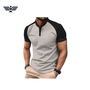 Camiseta Henley de Dos Tonos para Hombre | Camiseta informal de algodón de manga corta con contraste de color personalizado - Product Image 2