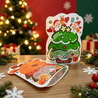 Sac à fermeture éclair en forme de sapin de Noël avec impression personnalisée, idéal pour bonbons, biscuits, snacks, cadeaux et emballages de fêtes pour les marques alimentaires