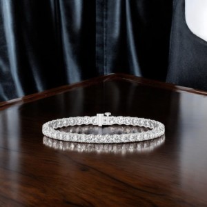 Pulsera de tenis de corte redondo de moissanita de 12,00 quilates, brazalete clásico de diamantes de plata 925 para mujer de quilates - Product Image 2