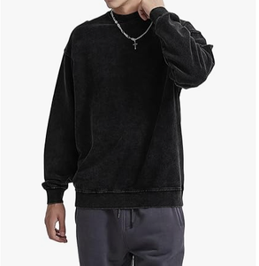 Sudadera con Capucha Estilo Vintage para Hombre, Corte Regular, Lavado Ácido, Diseño Sólido, Ropa Urbana de Invierno, 100% Algodón, Secado Rápido - Product Image 5