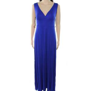Loveappella Abito lungo in jersey blu Mazarine con scollo a V, vestibilità comoda, stile impero, linea aderente, modello a tubino, taglia XL, in poliestere - Product Image 1