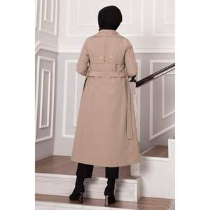 Trench-Coat réglable à manches détaillées à double rangée confortable vison - Product Image 3