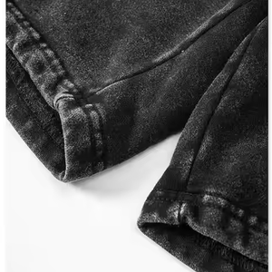 00% algodón lavado con ácido de doble cintura personalizado Rhinestone Logo Sudadera con capucha de gran tamaño moda OEM ODM Streetwear - Product Image 4