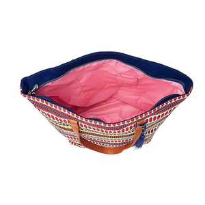 Sac à main en toile fourre-tout imprimé personnalisé pour femmes écologique avec poche intérieure à fermeture éclair et poignée en cuir décorée de lettres - Product Image 3