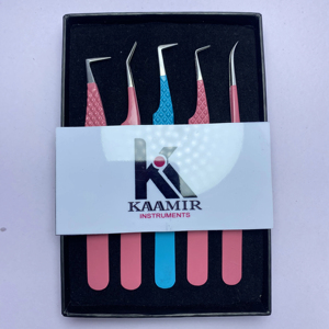 Pince à épiler professionnelle 5 pièces en acier inoxydable ensemble OEM ODM vente en gros avec pointes inclinées et pointues de précision - Product Image 1