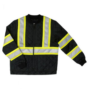 Veste de travail de sécurité haute visibilité unisexe, respirante, imperméable, en coton, fermeture éclair intégrale, capuche dissimulée, col montant, certifiée EN, détection des aiguilles - Product Image 5