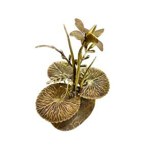 Fabriqué à la main en laiton Lotus fleur Sculpture maison Accent Art pièce pour salon salle à manger chambre salle de bain bureau - Product Image 4