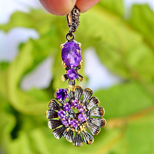 จี้พลอยอเมทิสต์สีม่วงธรรมชาติ925เครื่องประดับเงินสเตอร์ลิงจากชัยปุระอินเดีย - Product Image 3